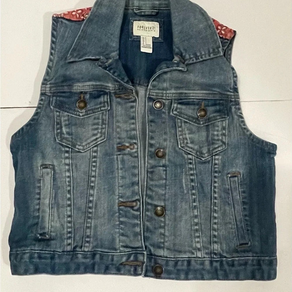 Forever 21 Paisley Denim Vest sz Small - Picture 1 of 6
